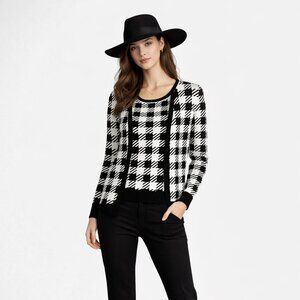 (SET) ANN TAYLOR Gingham HOUNDSTOOTH  Checkered Cardigan Vest & Sweater